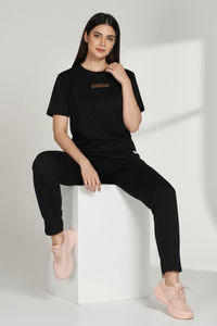 Zivame 2 Mile Fashion Knit Cotton Loungewear Set - Black Beauty — thumbnail 5